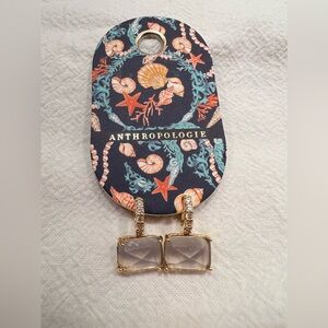 NWT Anthropologie gold tone huggie natural stone earrings